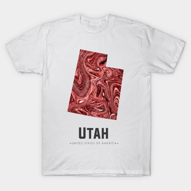 Utah state map abstract brown T-Shirt by StudioGrafiikka